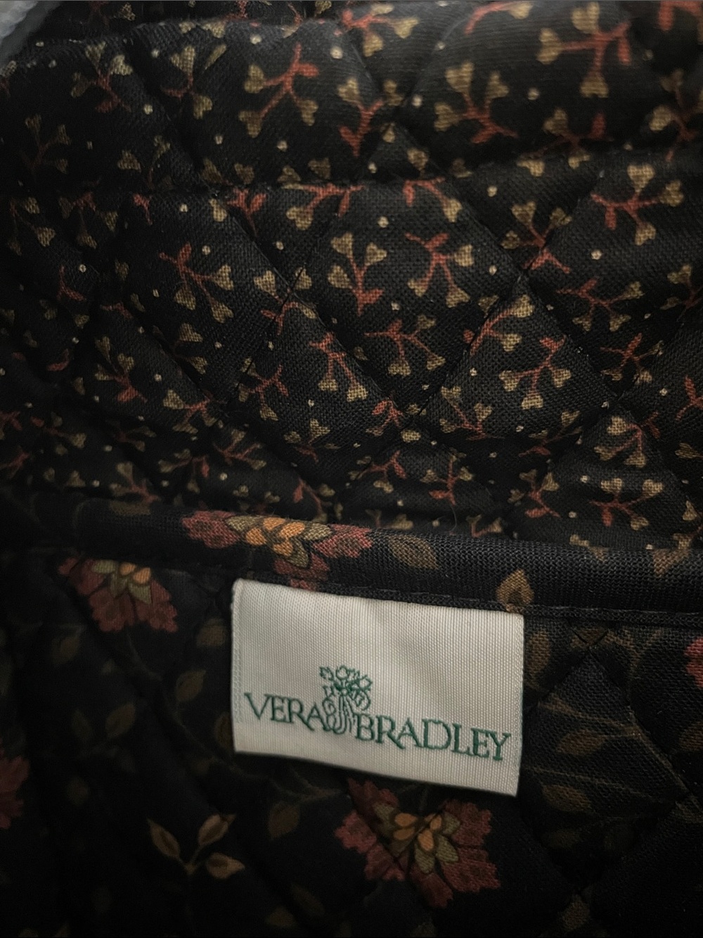 Quilted Vera Bradley Floral Shoulder Bag in Black and Brown - Picture 4 of 5